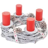 MCW Adventskranz, Holz, Ø 30cm mit Kerzen, rot