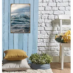 queence Metallbild »Glück«, Meer-Schriftzug-Meer, (1 St.), Stahlschilder queence Farbe Bild(er): blau
