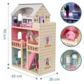 Mamabrum Holzpuppenhaus Großes Puppenhaus gelb