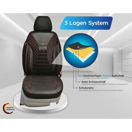 BREMER SITZBEZÜGE Schonbezüge SITZBEZÜGE für Mazda CX-30 Bj ab 2019 in Schwarz/Rote Naht PS802