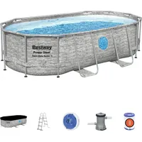 BESTWAY Power Steel Swim Vista Series Set 427 x 250 x 100 cm steinwandoptik inkl. Filterpumpe