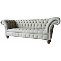JVmoebel Chesterfield-Sofa, Chesterfield Sofa 3 Sitzer Klassisch Design Wohnzimmer Textil grau