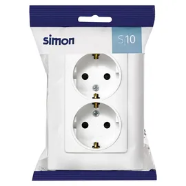 Simon Schuko Doppelsteckdose Serie Simon 10, 250 V, 10 A, weiß