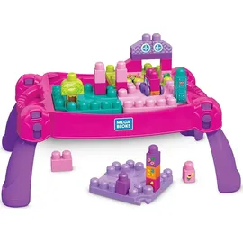 Mega Brands MEGA Bloks Bau- und Stapelspaß, Bau- und Spieltisch, inklusive 30 Bausteine, rosa, Spielzeug ab 1 Jahr, FFG22