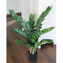 Künstliche Glücksfeder Zamioculcas zamiifolia, 9-fach, getopft, 90 cm, grün