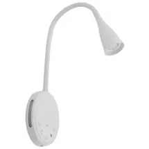 LINDBY LED Wandleuchte, Wandlampe Innen Zayna aus Aluminiummit USB Anschluss Dimmbar Modern in Weiß Aluminium 1-flammig Wohnzimmerleuchte