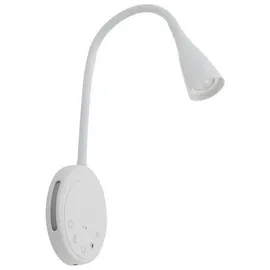 LINDBY LED Wandleuchte, Wandlampe Innen Zayna aus Aluminiummit USB Anschluss Dimmbar Modern in Weiß Aluminium 1-flammig Wohnzimmerleuchte