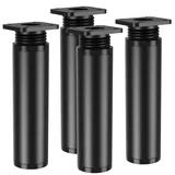 Kolamom 4er Set Höhenverstellbare Möbelfüße aus Aluminiumlegierung und PVC, 10-12cm, Rund, Schwarz, Belastbar bis 100kg, Universelle Möbelbeine für Sofa, Couchtisch, TV-Schrank und Badezimmerschrank