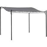 Outsunny - Pergola Gartenpavillon Pavillon Überdachung Zelt Metall Grau 297x297cm