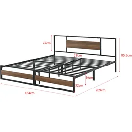 [en.casa] Metallbett Villach 180x200 cm Schwarz