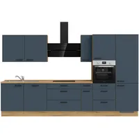 Nobilia Küchenleerblock Easytouch, Blau, Eiche, Metall, nur wie online abgebildet bestellbar, 360 cm, Blauer Engel, Pefc, Goldenes M, Made in Germany, DGM-Klimapakt, seitenverkehrt erhältlich, vormontierter Korpus, Küchen, Küchenzeilen & Küchenblöcke,