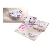 FIFTYEIGHT PRODUCTS Müslischale Movie-Set Geküsst 3-tlg. - Schale + Frühstücksbrettchen + Servietten, Hartporzellan + Resopal, Lebensmittelhygienegerecht, (Kombi-Set), Motive: Geküsst