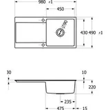 Villeroy & Boch Siluet 60 flat rechts flächenbündig keramik weiß Handbetätigung 980 x 490 mm