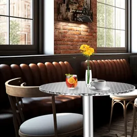 Tectake tectake® Stehtisch, aus Aluminium, rund, standfest, mit bodenschonenden Schraubfüßen aus Kunststoff