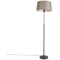 QAZQA Schwarze Stehlampe mit taupe Leinenschirm 45 cm verstellbar