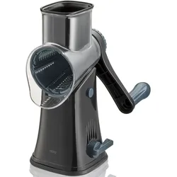 Trommelreibe GEFU "Click", schwarz (schwarz, anthrazit), B:12,5cm L:28cm T:23,5cm, Kunststoff, Edelstahl, Stahl, Küchenreiben, innovative Wechseltrommel