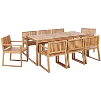 Beliani Gartenmöbel-Set, Hellbraun, Holz, Gartenmöbel, Gartenmöbel-Sets
