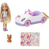 Barbie Chelsea mit Auto Regenbogen-Einhorn