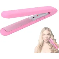Sonew Glätteisen Perfekt für unterwegs, ein persönlicher Stylist Turmalin, Mini-Haarglätter mit 3D-Schwimmplatte und antistatischer Wirkung rosa