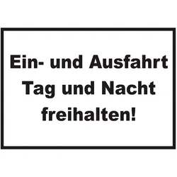 Ein- und Ausfahrt Tag und Nacht freihalten Schild A1 (594x841mm)