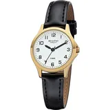 REGENT Damen Uhr 2103484 Leder Quarz Armbanduhr schwarz D2UR2103484 - Schwarz