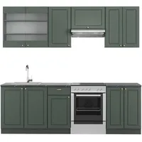 Vicco Küchenzeile Fame-Line 240 cm Grün-Gold