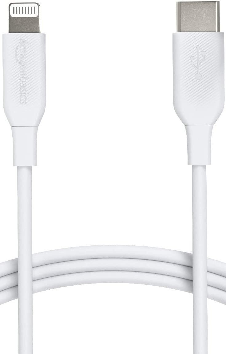 Amazon Basics - USB-C-auf-Lightning-Kabel, MFi-zertifiziertes Ladekabel für iPhone 13/12/11/X/XS/XR/8, für Typ-C Ladegeräte, Unterstützt Power Delivery, Weiß, 1.8 m, Smartphone