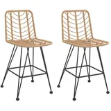 vidaXL Barhocker 2 Stk. 45 x 56 x 103,5 cm Rattan Braun/Schwarz