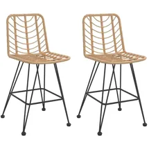 vidaXL Barhocker 2 Stk. 45 x 56 x 103,5 cm Rattan Braun/Schwarz