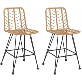 vidaXL Barhocker 2 Stk. 45 x 56 x 103,5 cm Rattan Braun/Schwarz