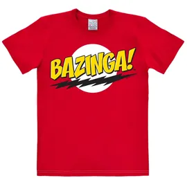 LOGOSHIRT "Bazinga - The Big Bang Theory", Herren, Gr. XS, rot, 100% Baumwolle, bedruckt, normal, Rundhals, Shirts T-Shirt, mit coolem Frontdruck