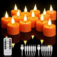 Set aus 12 orangefarbenen LED-Teelichtern mit Fernbedienung und Timer - Orange