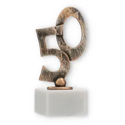 Pokal Konturfigur Goldene Hochzeit altgold auf weißem Marmorsockel 17,4cm