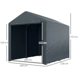 Outsunny Garagenzelt, dunkelgrau Metall, Kunststoff, 218x172x160 cm, Aufbewahrung - Schutzhüllen, Geräteschuppen