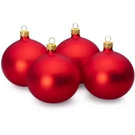 SIKORA Essentials Klassische Christbaumkugeln aus Glas - matt - 6 Farben 3 Größen Premium Qualität, Farbe:Rot matt 4er Set, Höhe in cm:8 cm