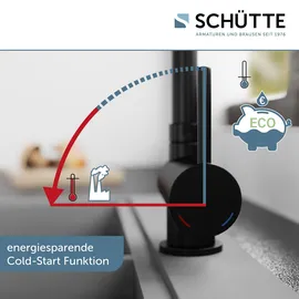 Schütte Spültischarmatur WINDOW, Wasserhahn Unterfenster, Vorfenster, flexibler Wasserhahn umklappbar 360° schwenkbar Einhebelmischer Fensterarmatur, Schwarz