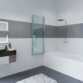 IMPTS Duschwand für Badewanne 100x140cm, 2-teilig, Badewannenaufsatz, Faltwand Duschtrennwand Duschabtrennung, 6mm ESG-Nano Glas
