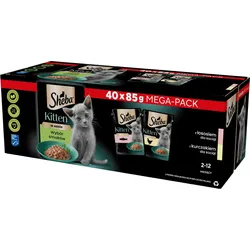 SHEBA Kitten flavour packet 40x85 g - Alleinfuttermittel für Kätzchen in Sauce (Schnitte mit: Lachs, Huhn)