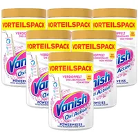 Vanish Oxi Action Powerweiss Pulver – 6 x 1,65 kg – Fleckenentferner und Wäsche-Booster Pulver ohne Chlor – Für weiße Wäsche