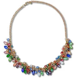 Collierkettchen STEUER "Collier mit bunter Glaszierde", gelb, Halsketten, Damen, 45cm, Metall, L: 45cm, glänzend