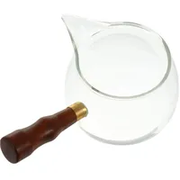 Cabilock Glas Teekanne mit Griff 350ml aus Hitzebeständigem Glas und Holz Aromatischer Teebereiter mit Sieb für Tee zu Hause und Büro