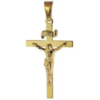 trendor Kreuzanhänger Kruzifix 585 Gold/14 Karat 24 x 15 mm goldfarben