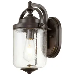 Licht-Erlebnisse Wandleuchte außen WEYMOUTH Vintage Design ölgeriebenes Bronze, Transparent LE117789