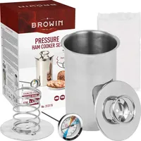 BROWIN Rostfreier Schinkenkocher Edelstahl | Schinkernpresse Set mit Thermometer