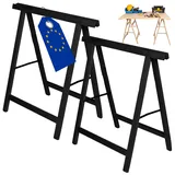 MODO24 Holzbock Klappbock Arbeitsbock Tapezierbock Sägebock Montagebock Unterstellbock SDKM, 2er-SET, 73x73x44 cm, Farbe: Schwarz
