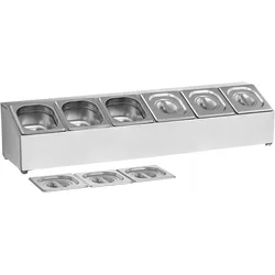 Royal Catering GN Aufsatzbord - inkl. 6 GN 1/6 Behälter mit Deckel RCPN 6