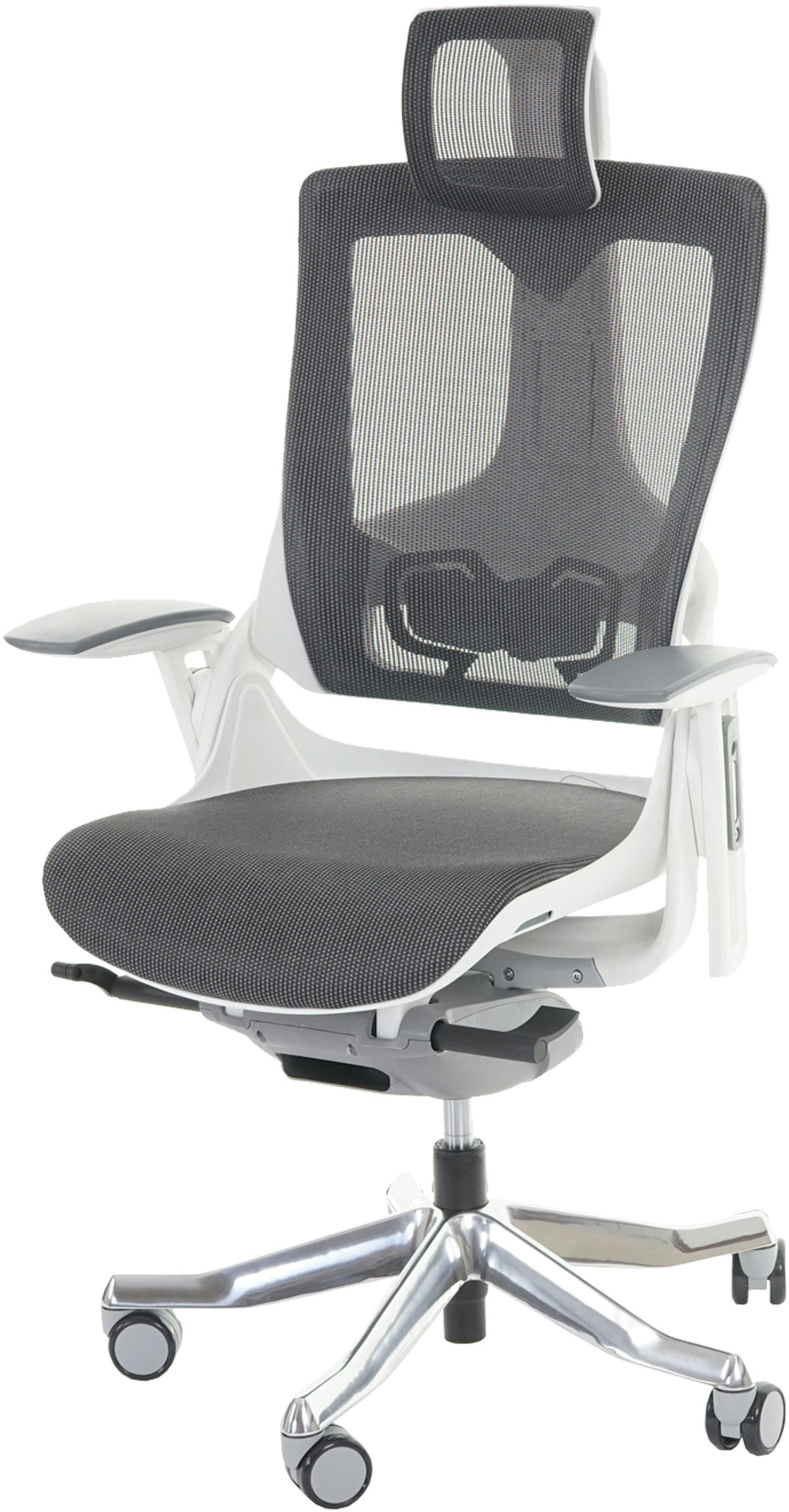 Mendler Bürostuhl MERRYFAIR Wau 2, Schreibtischstuhl Drehstuhl, Polster/Netz, ergonomisch ~ schwarz-grau