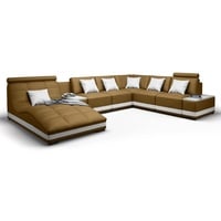 JVmoebel Ecksofa, Designersofa Wohnlandschaft Rundsofa Ledersofa Couch Sofa UForm braun