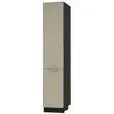 Feldmann-Wohnen Apothekerschrank Kvantum (Türscharniere mit Soft-Close-Funktion, 1 Schublade mit Metallkorb, 1-St., Fronten mit dekorativen Fräsungen und leicht abgerundeten Ecken) 40x59x207cm schwarz - vanille (Q-2D14K/40/kargo) gelb