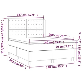 vidaXL Boxspringbett mit Matratze Creme 140x200 cm Stoff1380128